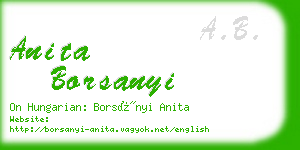 anita borsanyi business card